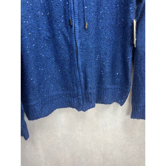 Anne Klein  Sequined Texture Knit Woman Sweater Hoodie Size Large $99 Value NWT - Picture 6 of 12